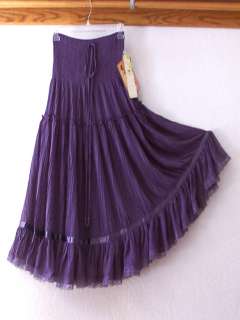   Plum Vintage Lace Ribbon Boho Peasant Dress Skirt~12/14/L/Large  