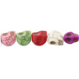  Beads   Multicolor Magnesite  Skull Carved   12mm Height 
