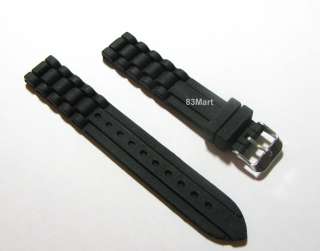 18mm Silicone Rubber Watch Band   Black  