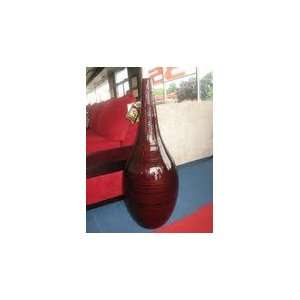  Cylinder Bamboo Mahagony Tear Drop Floor Vase 34 H