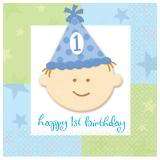 Boys 1st/First Birthday 67 Piece Blue PARTY PACK for 8  