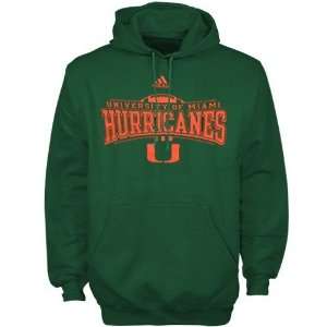  adidas Miami Hurricanes Green Quick Slant Hoody Sweatshirt 