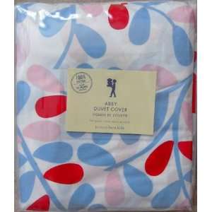 Pottery Barn Kids Abby Colorful Blue Red Petals Duvet Cover   FULL 