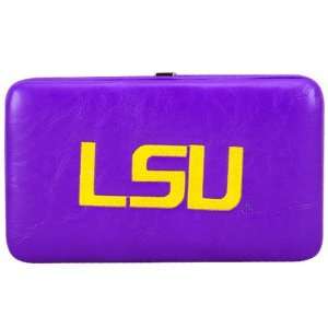  LSU Tigers Ladies Purple Embroidered Flat Wallet: Sports 