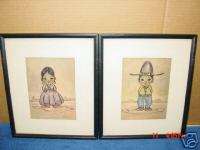 Set,Pair,Prints,Mexican,Native American,Indian,Hersey  