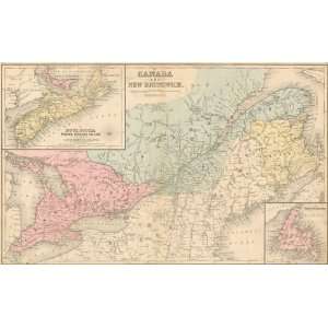   Mitchell 1865 Antique Map of Canada and New Brunswick