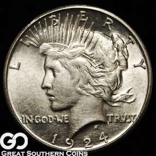 1924 S Peace Silver Dollar CHOICE UNCIRCULATED++ ** KEY DATE!!  