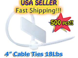   PACK 4 INCH MARKER LABEL ZIP CABLE TIES WRAPS 18 LBS WHITE 4  