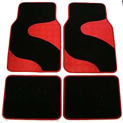 Red Black Diamond Plate Swish Carpet Car Floor Mats  