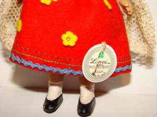 Lenci Cloth Costume Doll Italy 6in 1960 70 Hard Plastic  