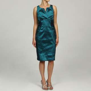 London Times Womens Teal Sleeveless Side Ruched Dress  Overstock