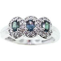 Michael Valitutti 18k Color Change Garnet and Diamond Ring   