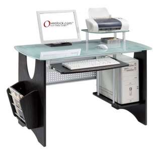 Espresso Frosted Tempered Glass Computer Desk  Overstock