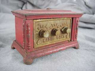 Antique Cast Iron Kenton Toys RADIO BANK 3 dial RED  