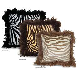 Zebra Print Pillow with Feather Trim  Overstock