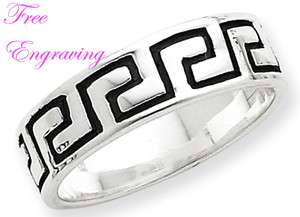 5mm Sterling Silver Greek Key Wedding Band Ring S8  