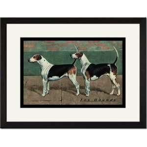    Black Framed/Matted Print 17x23, Two Fox Hounds: Home & Kitchen