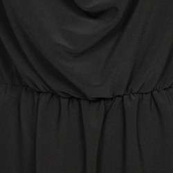 Tiana B. 3/4 Sleeve Drapped Collar And Back Zipper Black Soild Dress 