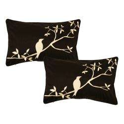 Bird Black Decorative Pillows (Set of 2)  