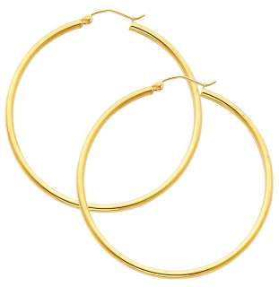   2mm Thickness Classic Polished Extra Large Hinged Hoop Earrings  