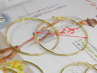 WHOLESALE LOT OF 18 GOLDEN PLATED ROUND HOOP EARRINGS  