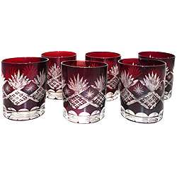 Double Old Fashion Ruby Red Glasses (Set of 6)  Overstock