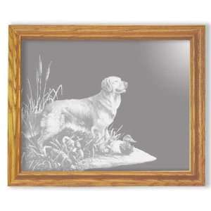 Etched Mirror Golden Retriever Dog Art Rectangle:  Home 