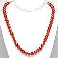 Sterling Silver Red Dyed Quartz Bead Necklace 