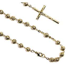 14k Goldplated Filigree Bead Rosary Necklace (Mexico)  