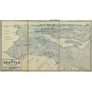  Historic Panoramic Map Seattle birdseye view of portion of city 