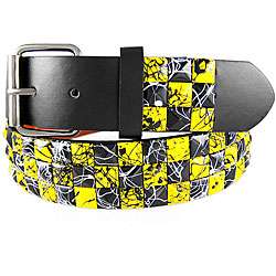 JK Belts Unisex 3 row Black/ Yellow Checkered Studded Belt   