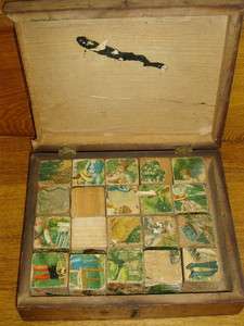 Antique Childrens Lithographed Block Set in Box  