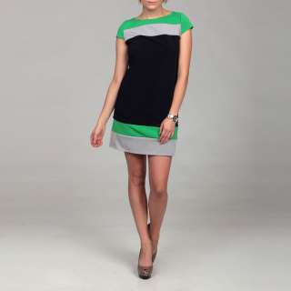 Tiana B Womens Navy/ Green Colorblock Dress  