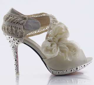 Wedding Shoes Bridal High Heels Flower Bowknot Open Toe Sandals  