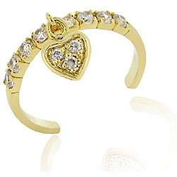 Icz Stonez 18k Gold/ Silver CZ Dangling Heart Toe Ring  Overstock