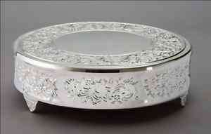 NiP Silver Baroque Cake Stand Plateau 18 Round (New)  