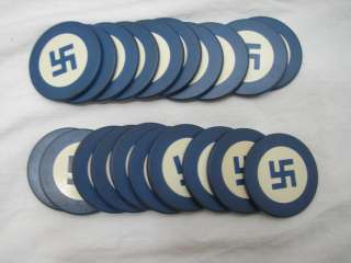   SET 150+ GOOD LUCK CLAY POKER CHIPS LUCKY SWASTIKA W/HOLDER  