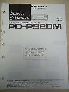 Pioneer Service Manual~PD P920M CD Player~Original~Repair  