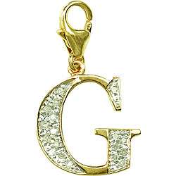 14k Gold 1/10ct TDW Diamond Letter G Charm  