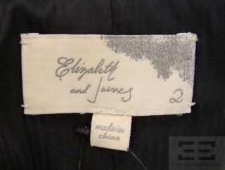 Elizabeth and James Charcoal Grey Wool & Plaid Ruffle Trim Blazer 2 