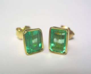 90Ct NATURAL COLOMBIA EMERALD STUD EARRINGS 18K GOLD  