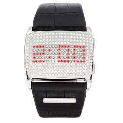 DKNY Womens Clear Crystal Red LED Digital Watch  Overstock