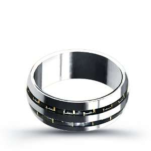  Tungsten Dome Shape Ring With Carbon Fiber Inlay. Width 
