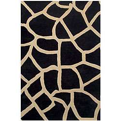 Hand tufted Giraffe pattern Black Wool Rug (8 x 106)  