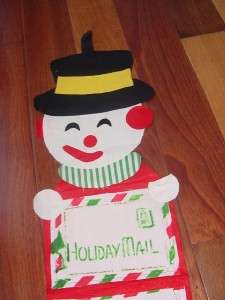 VINTAGE 31 FELT SNOWMAN CHRISTMAS Mail Wall Decoration Made in Japan 