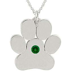 10k Gold Created Emerald Paw Necklace  