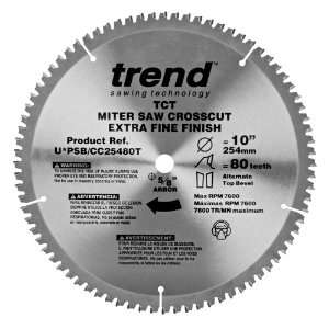  10 Inch by 80 Tooth 5/8 Inch Bore Sliding Compound Thin Kerf Miter Saw