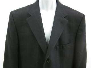 PETROCELLI Mens Black Plaid Wool Blazer Jacket Sz 42 R  