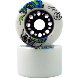  RollerBones Skate Wheels White with Snake Graphic 8 Pack 