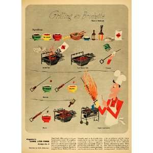   Look Cook Brochette Recipe   Original Color Print: Home & Kitchen
